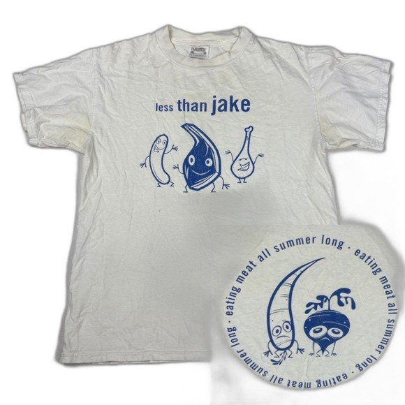 Vintage Less Than Jake T-Shirt M Eating Meat Ska Band Tee 90s Single Stitch USA
